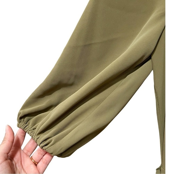 ZIMMERMANN  Bow-detailed Twill Midi Dress in Army Green Sz M - Picture 6 of 8